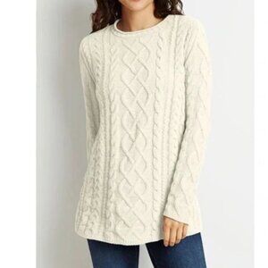J. Jill Ivory Chenille Cable Knit Sweater